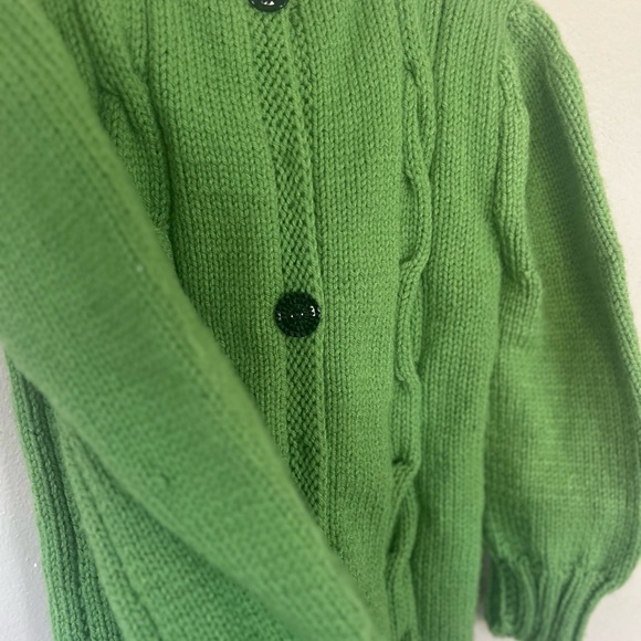 Vintage Lime Green Cable Knit Cardigan - Picture 6 of 10
